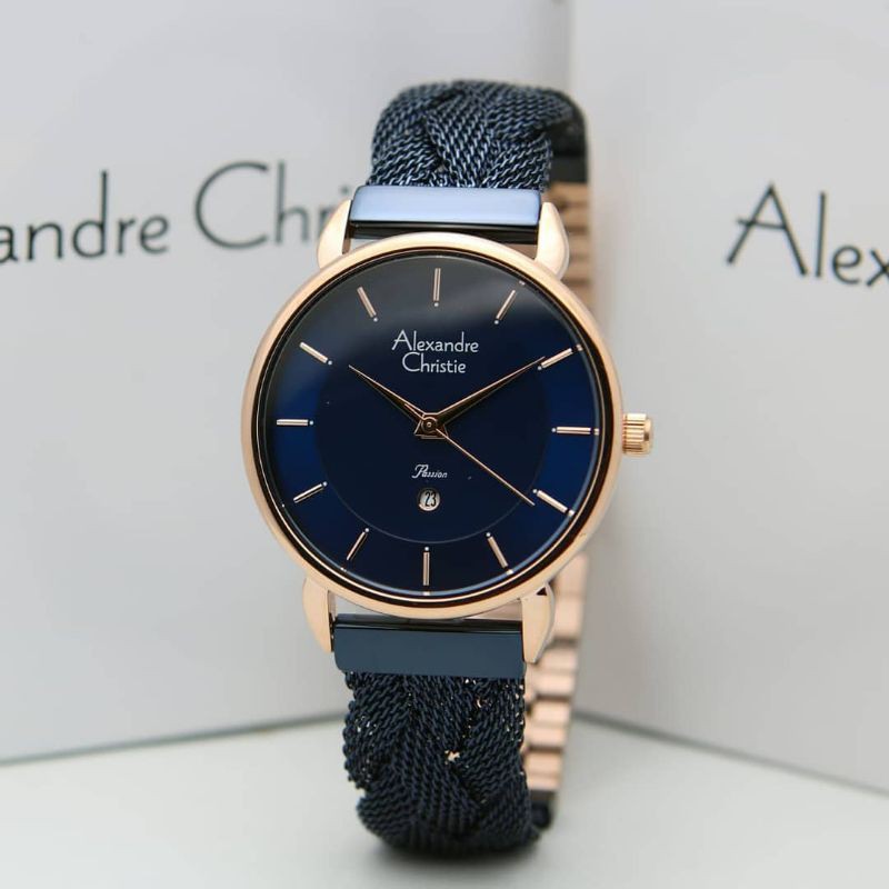 Jam Tangan Alexander Christie Wanita original rosegold blue ac2857