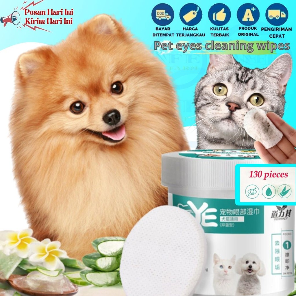 130 PCS TISU BASAH PEMBERSIH MATA KUCING ANJING PEMBERSIH TELINGA KUCING ANJING TISU BASAH PET WIPES