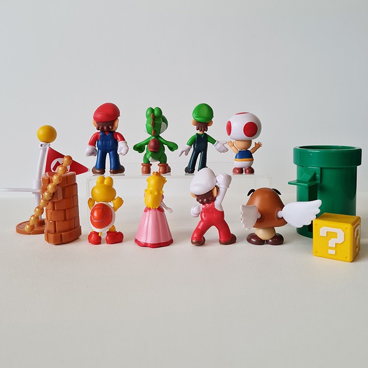 Super Mario Bros Set Figure / Pajangan Hiasan Kue Luigi Yoshi