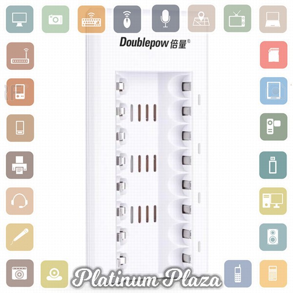 DOUBLEPOW Charger Baterai 8 slot for AA/AAA - DP-K18 - White`2KZBPM-