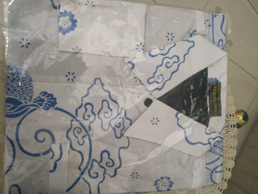 Merak Putih Panjang Kemeja Batik Pria Full Furing Bahan Katun Halus Sragenan