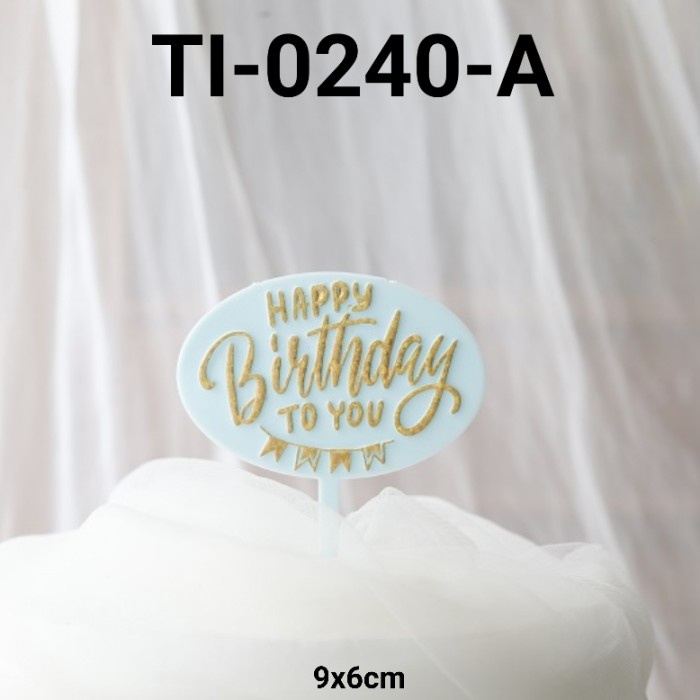 

GR-TI-0240 CAKE TOPPER TULISAN KUE TART HAPPY BIRTHDAY BACKGROUND BIRU OBRAL DISKON