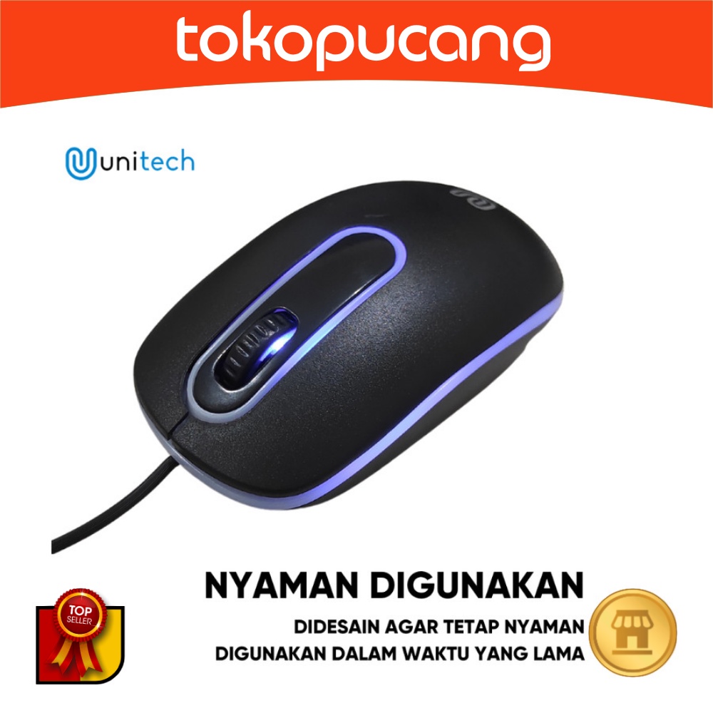 Unitech Optical Mouse G7 Wired Kabel USB 1200DPI LED Black