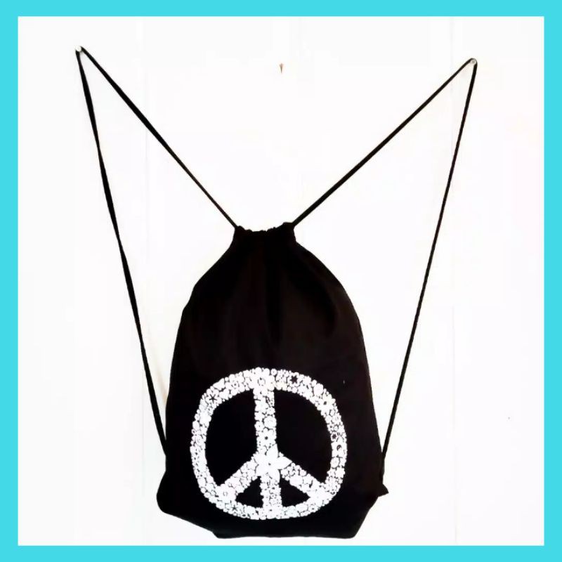 STRINGBAG TAS RANSEL SERUT SABLON PEACE | bahan drill halus