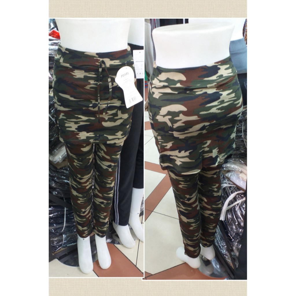 Celana Rok Senam Army - Celana Senam- Celana Rok Legging Army - Training Loreng Wanita