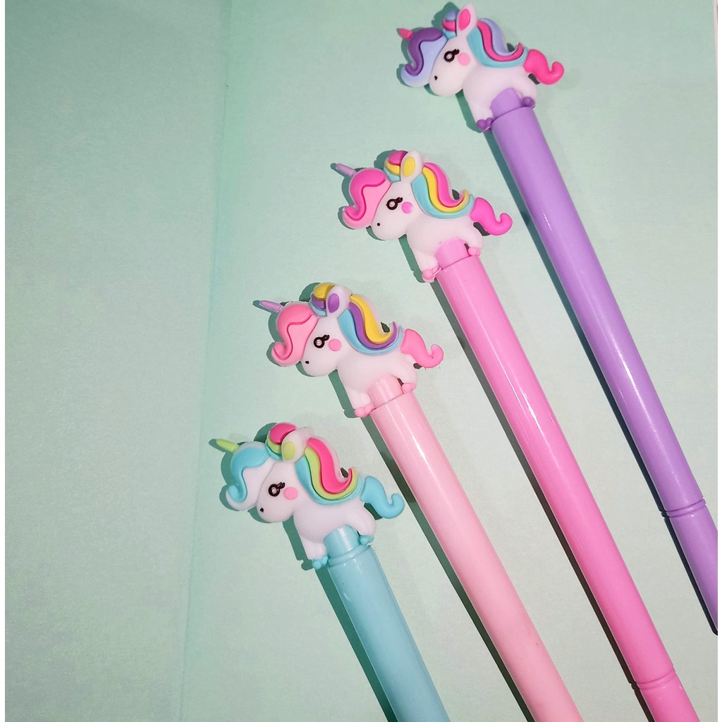 Pulpen unicorn tinta gel hitam alat tulis karakter Bolpen murah lucu pulpen karakter Unicorn bolpen import