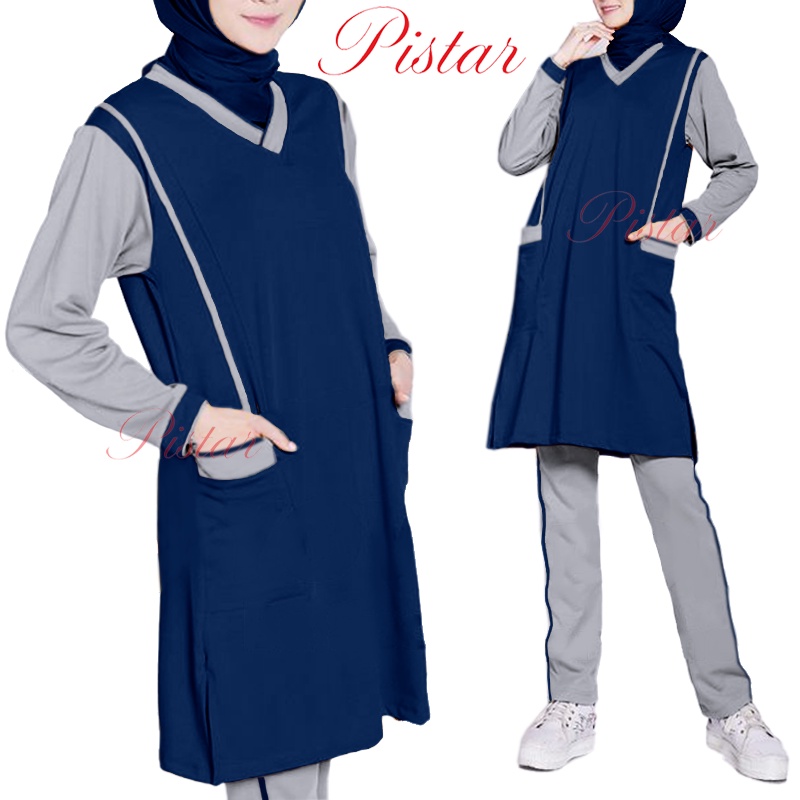 BAJU ZUMBA SETELAN TUNIK WANITA MUSLIM OLAHRAGA SENAM PANJANG JUMBO MUSLIMAH ARAB XL XXL XXXL PISTAR