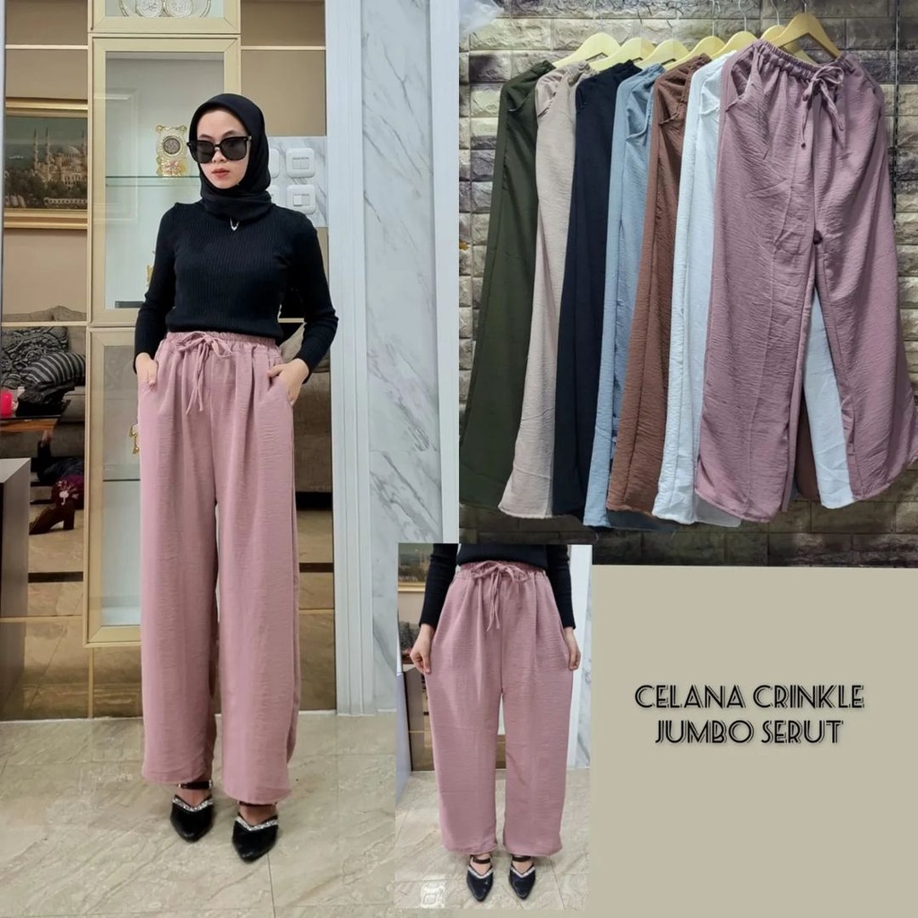 CELANA KULOT CRINKLE CULLOTE AIRFLOW RUBY PREMIUM JUMBO DAN STANDAR