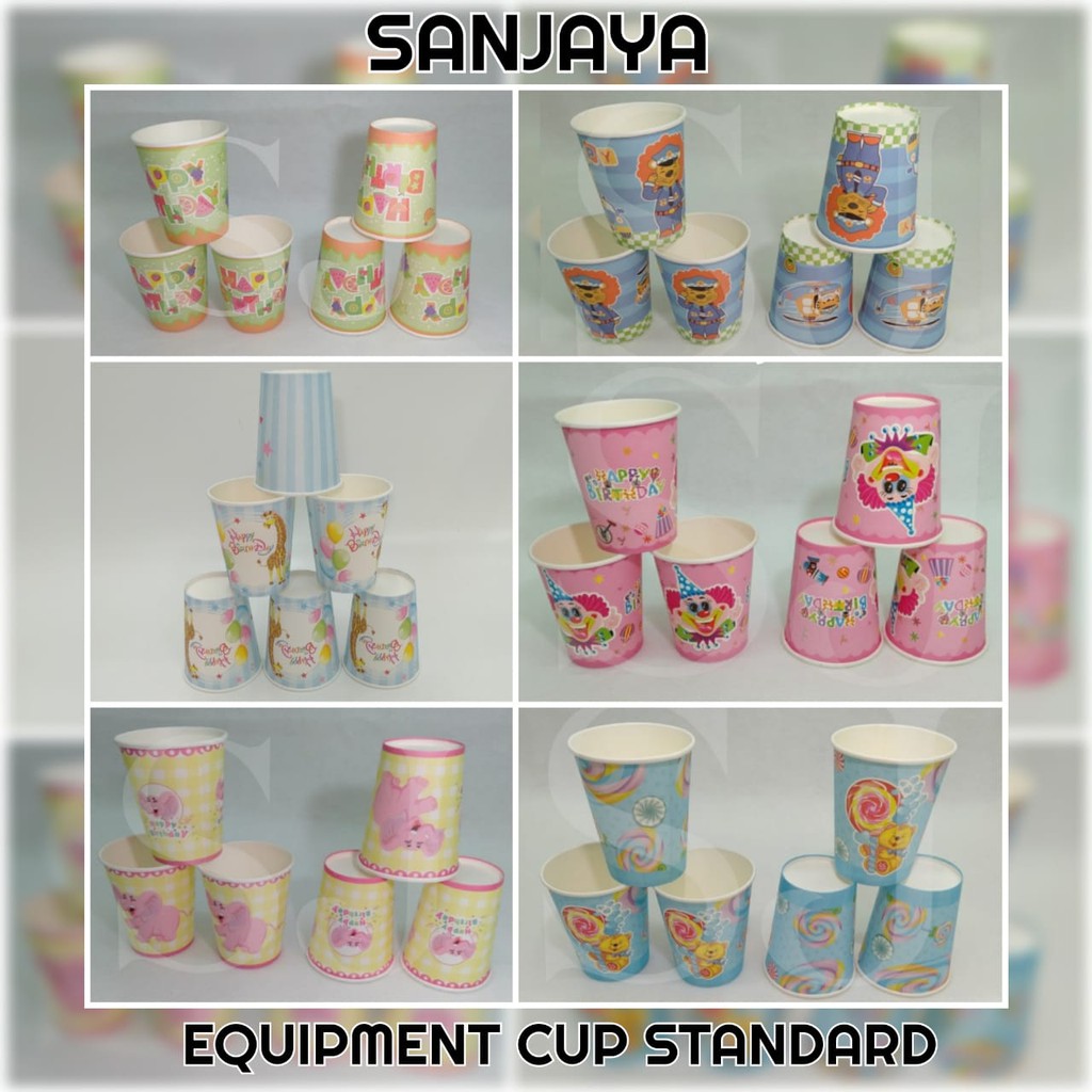 Paper Cup / Gelas Kertas Motif / Gelas Ulang Tahun / Equipment Cup Standard