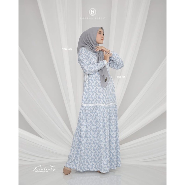 KIMBERLY DRESS NEW BY NADHEERA LUXURY/GAMIS TERBARU/BAJU PANJANG MOTIF/DRESS PANJANG
