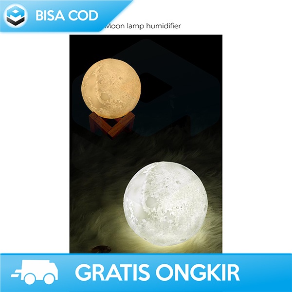 LAMPU TIDUR HUMIDIFIER DIFFUSER TAFFWARE 3D MOON NIGHT LIGHT 400MAH