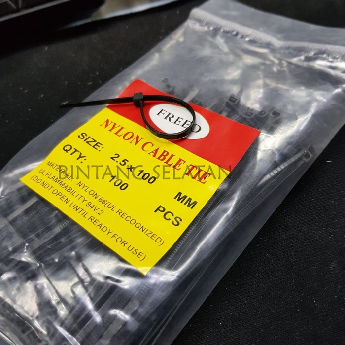 NYLON CABLE TIE/ PLASTIK LOCK/ KLIP KABEL HITAM 2.5 X 100MM/ 100PCS