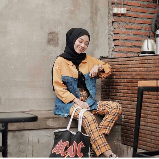 COMBINE JAKET TWOTONE OVERSIZE // JAKET JEANS // JAKET WANITA // JAKET MURAH