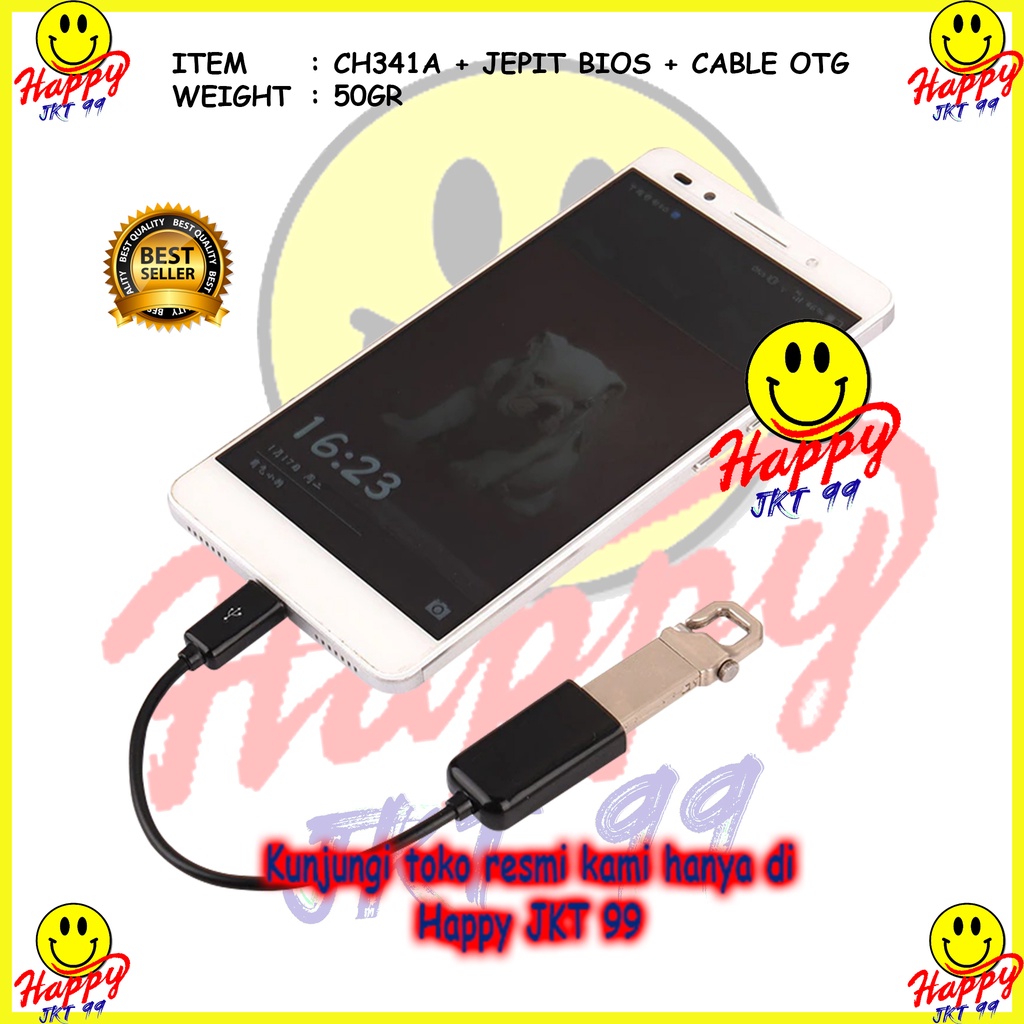 [ HAPPY JKT 99 ] CH341A + OTG + KABEL JEPIT IC ANDROID EEPROM FLASH BIOS USB PROGRAMER ORIGINAL