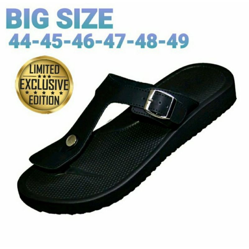 BIG size Sandals Pria 44-49 Jepit Z13Navy Sandal Kulit Lebaran Soze JUMBO Besar, 47