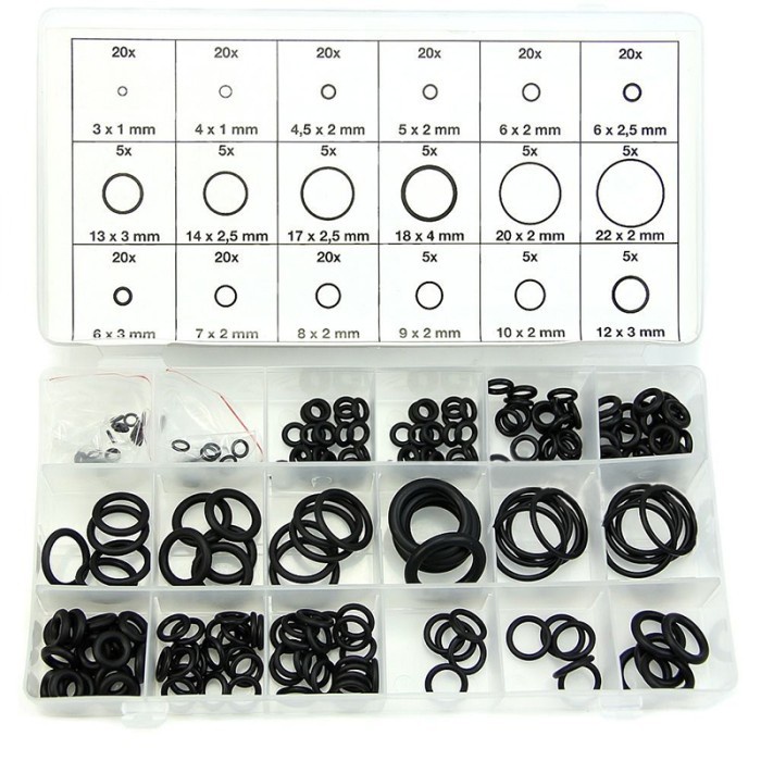 Karet Rubber O Ring Seal Tightening 225 PCS Plus Box Black