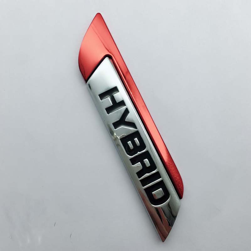 2pcs Stiker Emblem Logo HYBRID 3D Bahan Metal Untuk Fender Body Mobil SUV