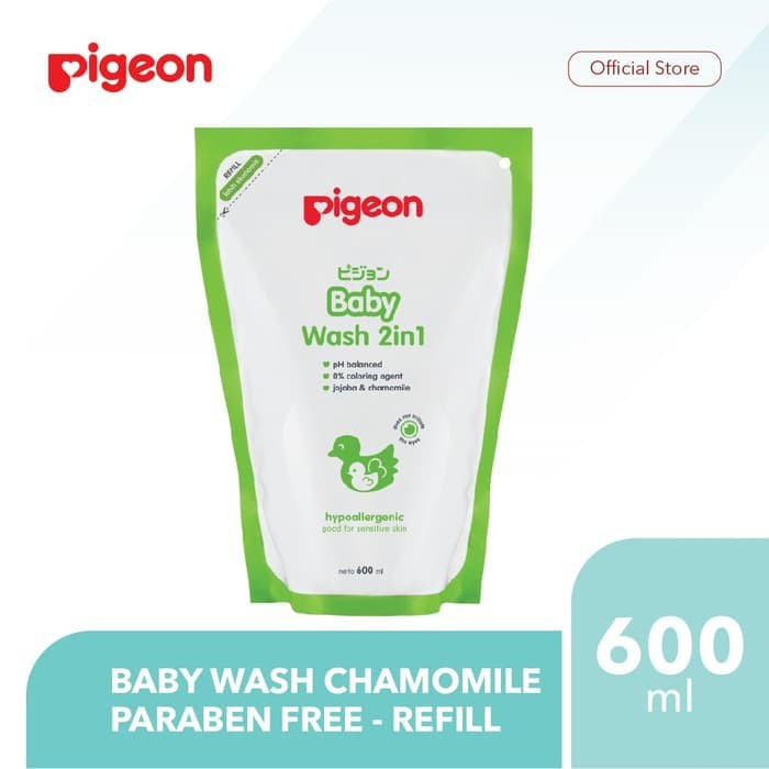 Pigeon Sabun Cair BaBy Wash 2in1 Sabun Mandi Bayi 2in1 Sabun Shampoo Bayi 600ml 600 ml refill