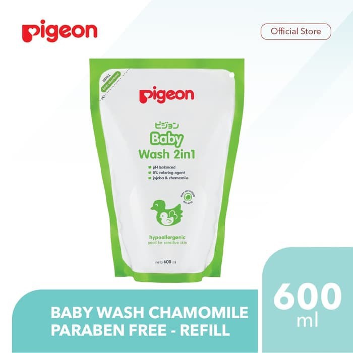 Pigeon Sabun Cair BaBy Wash 2in1 Sabun Mandi Bayi 2in1 Sabun Shampoo Bayi 600ml 600 ml refill