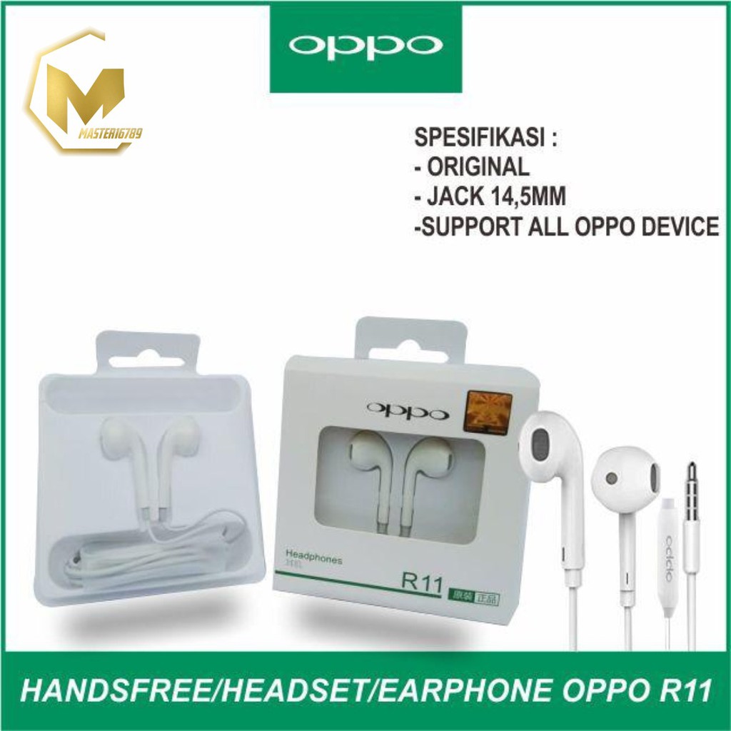BM044 R11 Handsfree Headset Hf earphone Oppo ORIGINAL A12 A53 A52 A92 A5 A9 2020 A5S F9 F11PRO f1s MA267