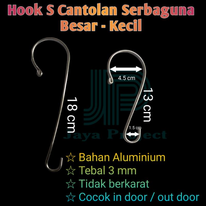 Gantungan S / hook / cantolan S besar kecil bahan aluminium