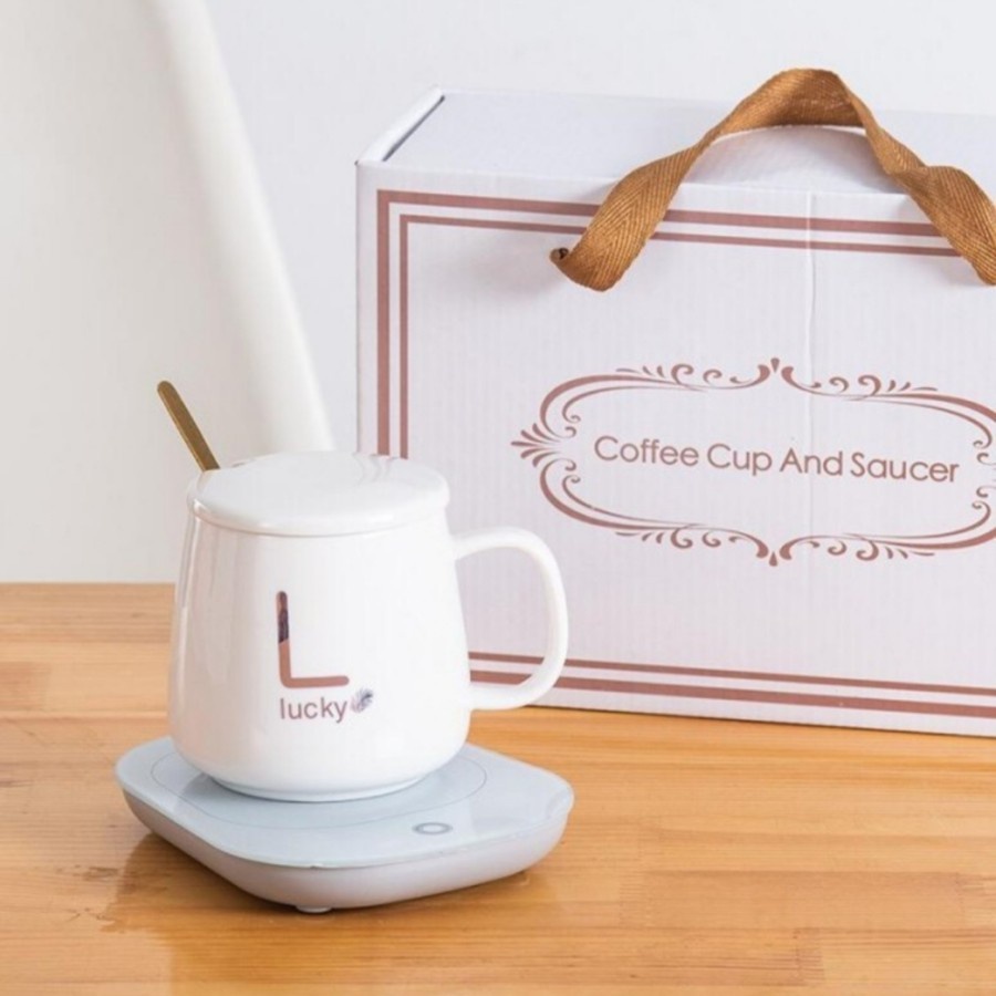 Barangunik2021-Penghangat Cangkir Gelas Mug Keramik Heater Set Coffee Cup and Saucer