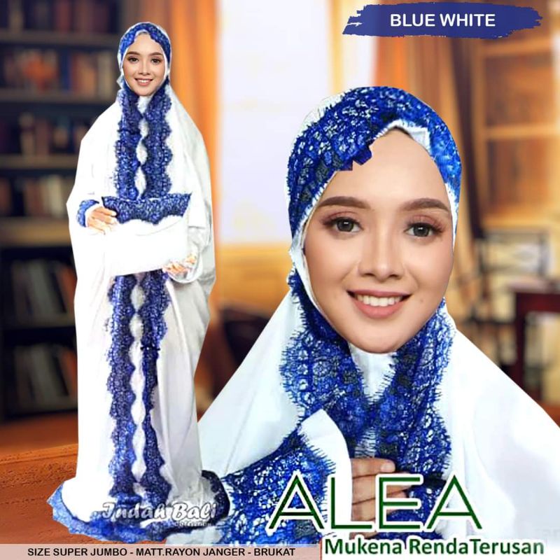 MUKENA TERUSAN RENDA DASAR PUTIH BI