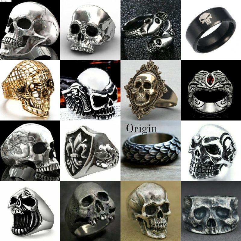 Cincin Pria gaya tengkorak punk style men ring simple origin series