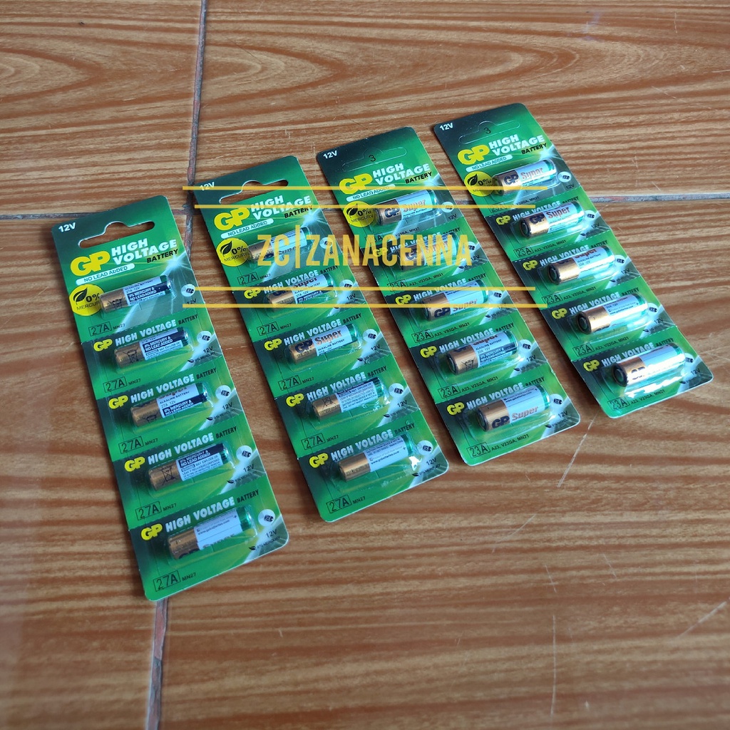 Batre Remot Mobil baterai Bel Pintu 23A A23  atau 27A GP ALKALINE High Voltage 12v