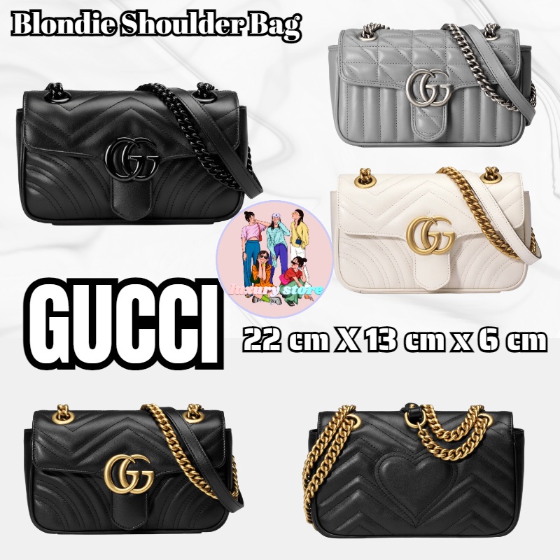 Gucci GG Marmont tas tangan kecil/tas tangan/tas selempang/tas rantai bahu