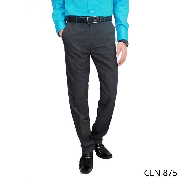 Mens Slim Fit Smart Suit Trousers Katun Abu Tua  - CLN 875