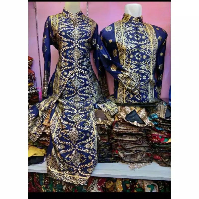 COUPLE SETELAN BATIK SONGKET PALEMBANG NAVY