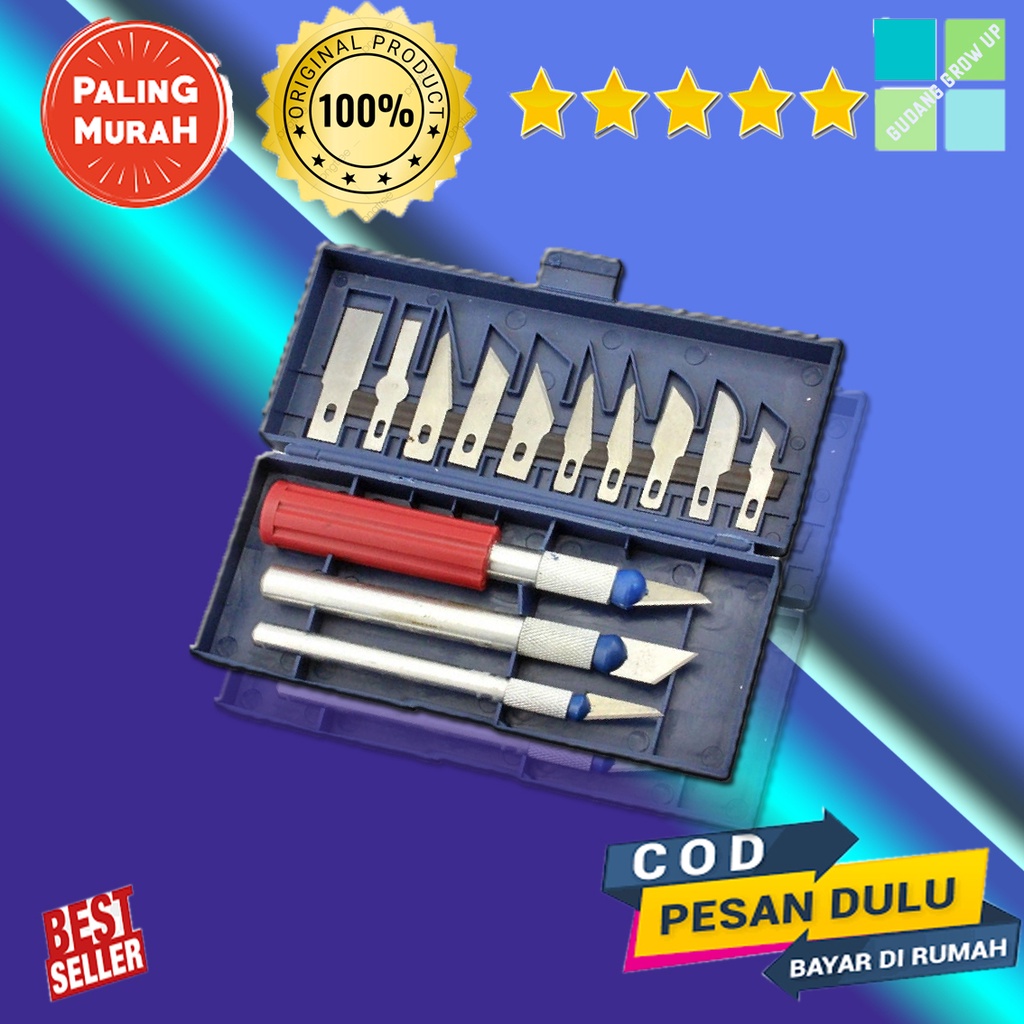 

Alat ukir KNIFEZER Set Pisau Ukir Seni 13 in 1 Crafting Knife 3 Handle - A-003