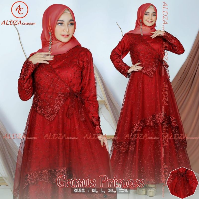 Gamis Princes Gaun Dress Baju Pesta Wanita Kondangan Wisuda Lamaran Mewah Elegan Brokat