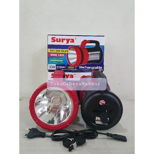 Senter Cas Rechargeable Surya 30w 30watt 20 LED + Power Bank Function