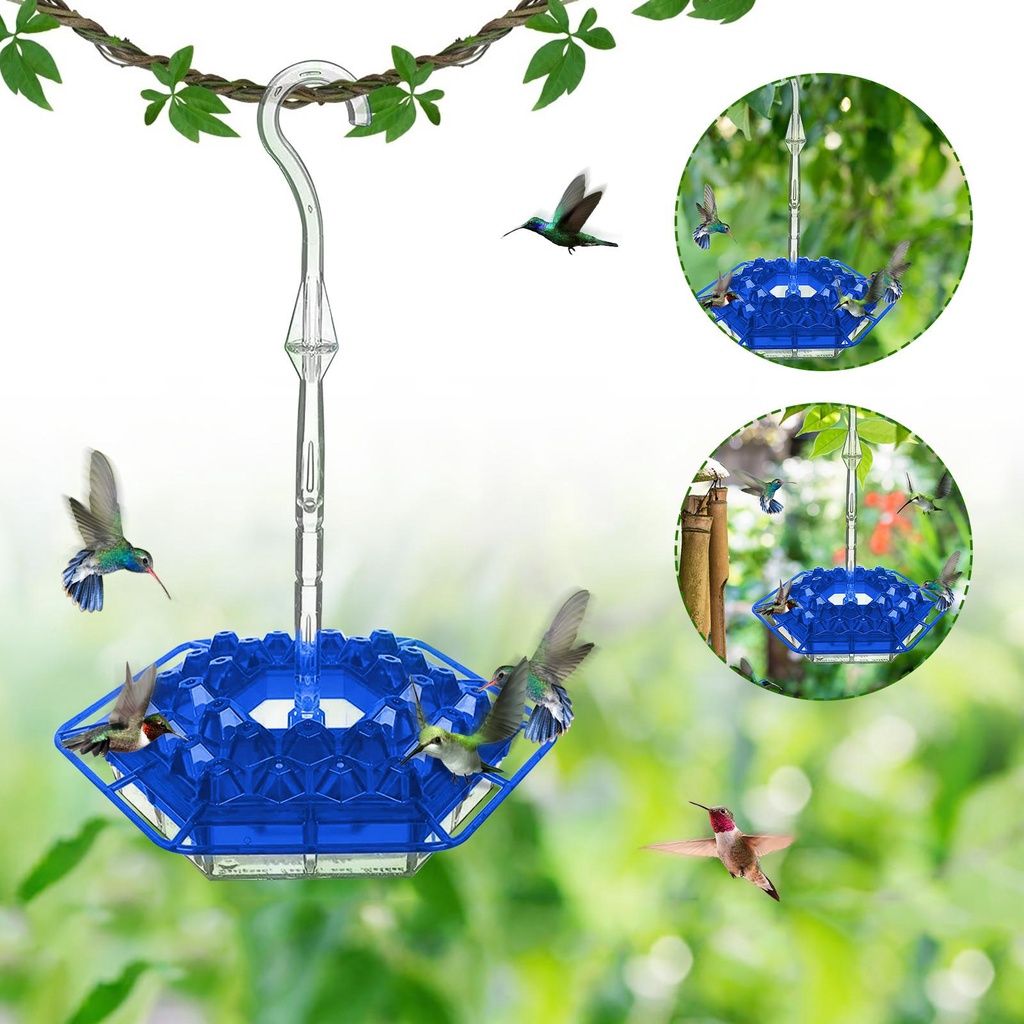 Solighter Hummingbird Feeder Outdoor Gantung Mudah Dibersihkan Bentuk Hexagon Diamond Shape