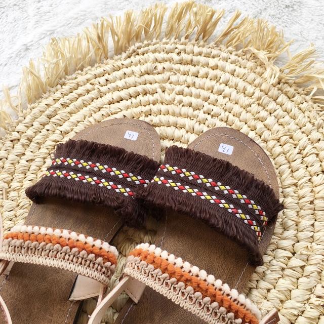 dark brown orange - Boho equals sandal sandal boho / sandal etnik / sandal bohemian / sandal wanita-4