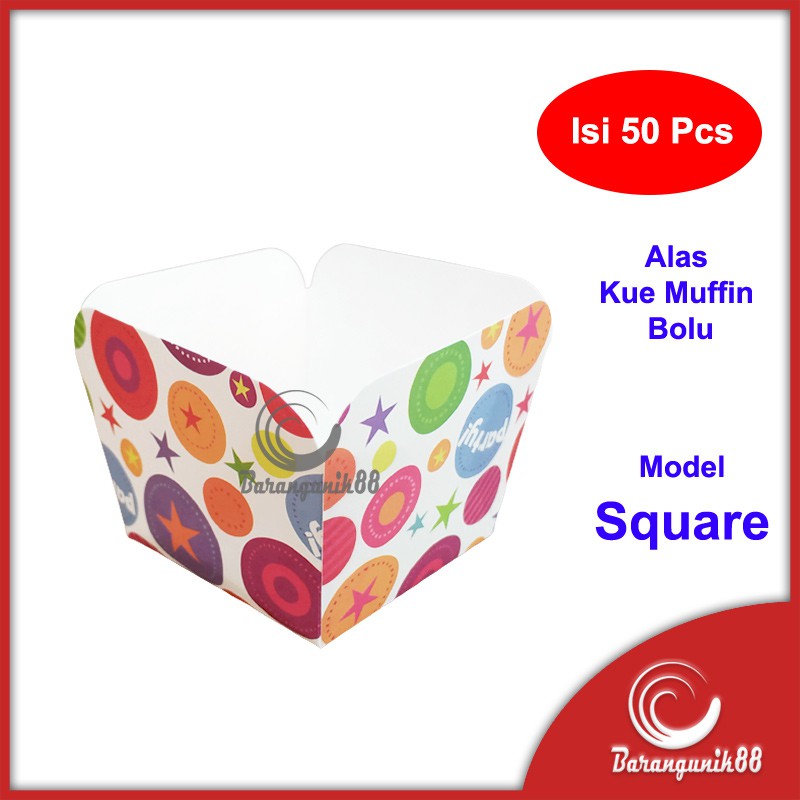 Kertas Alas Muffin Cup Cake Bolu Roti Kue (50 pcs) Square Alas Kue