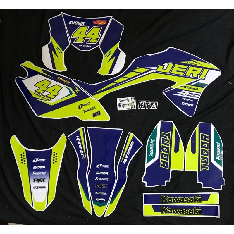 Decal Stiker KLX 150 BF Dekal Striping Sticker Motor KLX Bf Stiker Klx 150 BF Hijau Stabilo Biru