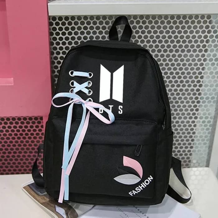 backpack school kpop / tas sekolah kekinian bts pita - Merah Muda terlaris