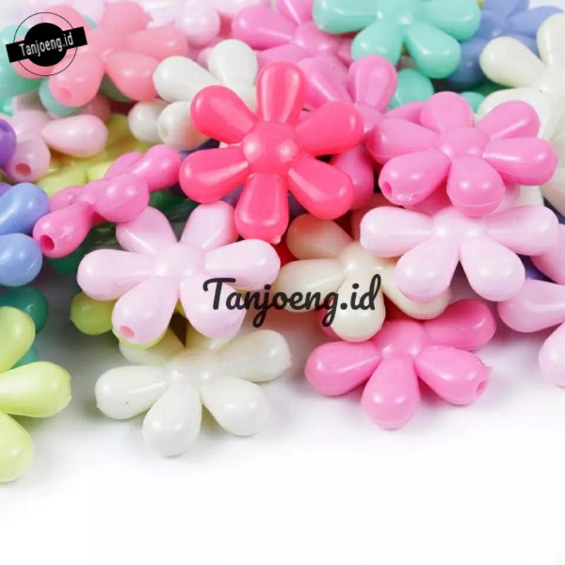 (15 pcs) Manik Mote Pastel Manik Bunga Daisy Warna Pastel Manik AKrilik