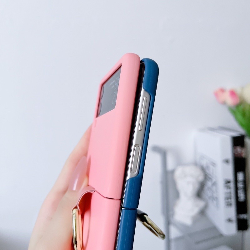 Casing Flip Case Samsung Galaxy Z Flip 3 4 Lipat Matte Shockproof Dengan Ring Holder