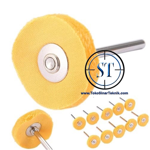 Mata Bor Kain / Mata Tuner Poles Kuning Mini Grinder Polishing Wheel Buffing Pad Brushes Shank 3mm Gerinda Bor Mini Polisher