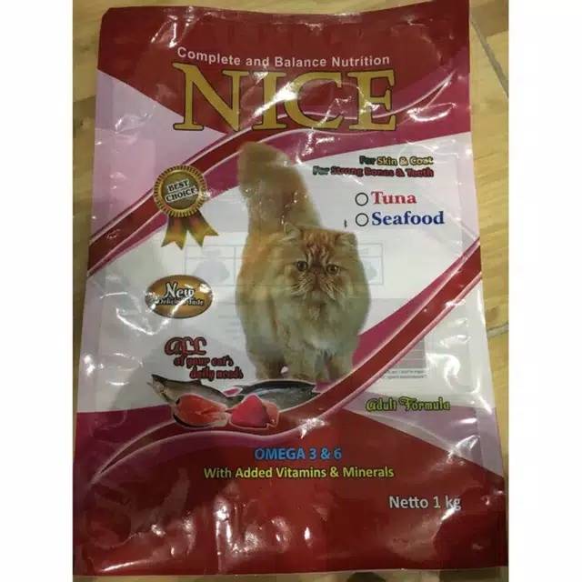 NICE REPACK 1KG seafood and tuna / nice cat food 1KG makanan kucing kering / catfood kering