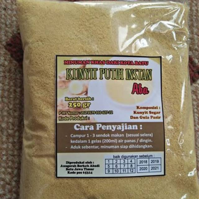 

Kunyit putih instan 250 gram:bubuk kunyit original/kunyit instan =gholiban /bubuk kunyit murah