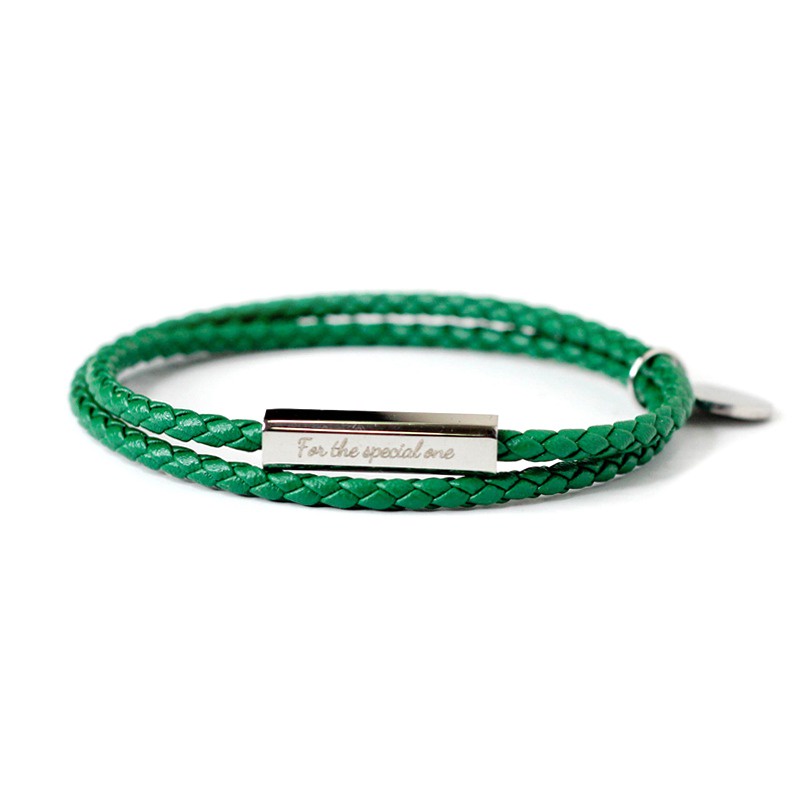 HOT GELANG KULIT LEATHER TITANIUM BRACELET UNISEX ARMY GREEN