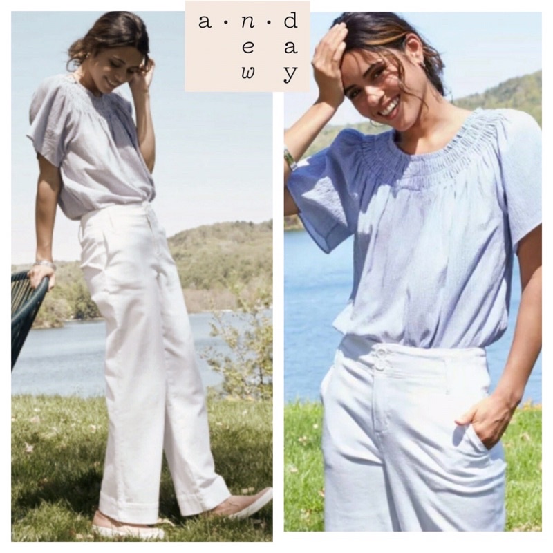 A NEW DAY smocked striped blouse