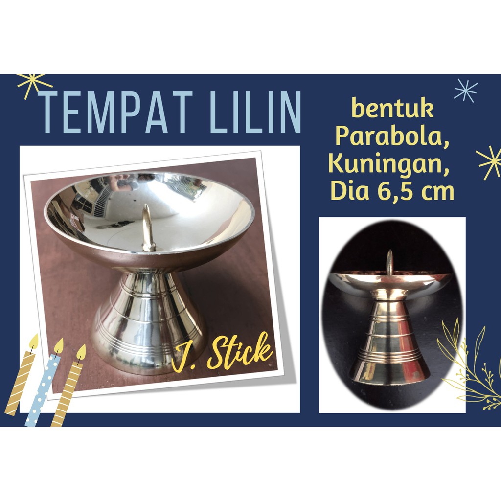 Tempat Lilin - Kuningan, bentuk Parabola - dia 6,5 cm