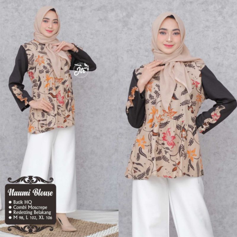 Batik wanita ASJ SA HRB026 Kenongo Kemeja Tosca Pendek-Bunga orange