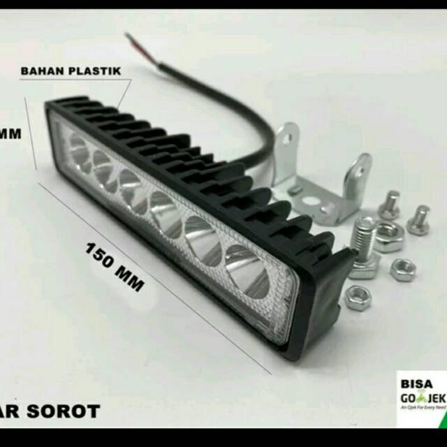 Lampu sorot tembak strobo 6 titil LED panjang mobil motor